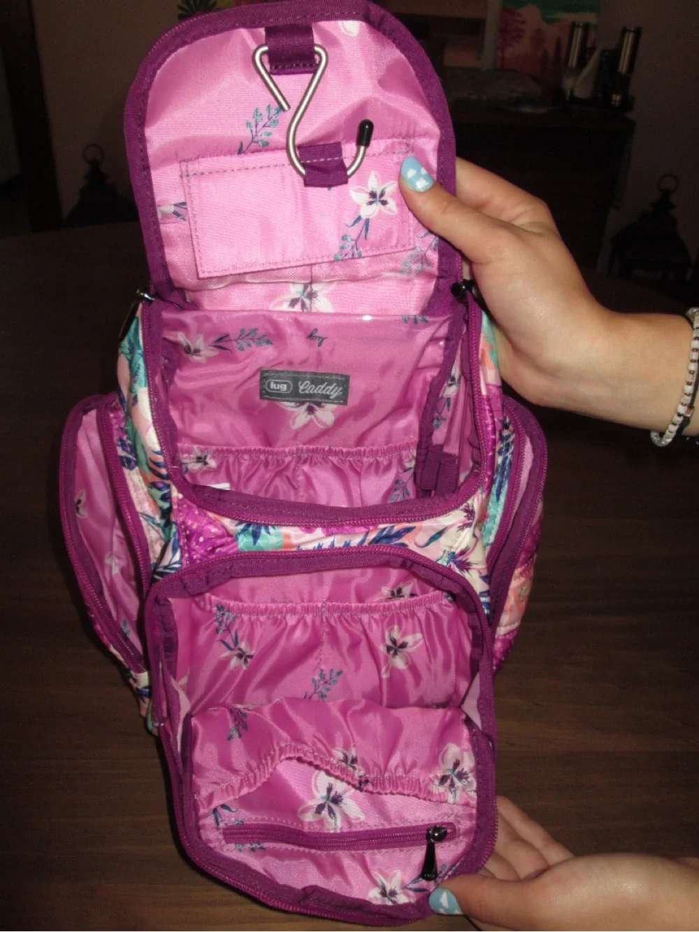 lug Floral Cosmetic Bag in Pink, Purple & Teal